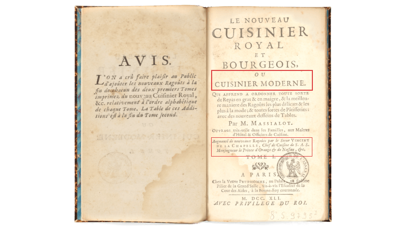 Vincent La Chapelle『Le Nouveau Cuisinier royal et bourgeois』1735年