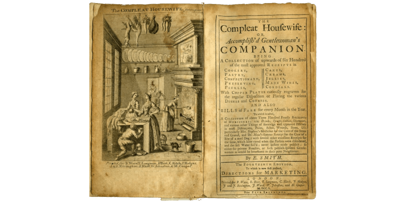 『The Compleat Housewife, or, Accomplish'd Gentlewoman's Companion is a cookery book』